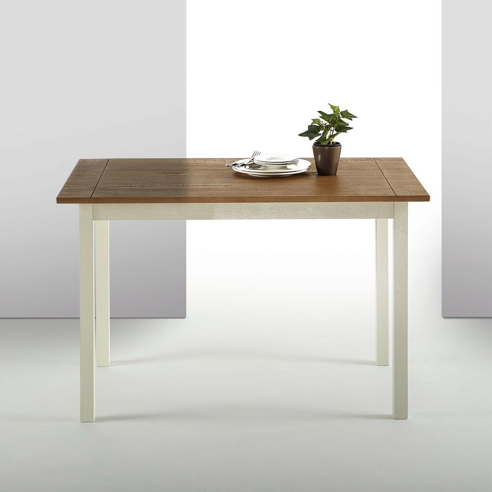 Classic Pine Wood 45 x 28 inch Dining Table with White Legs   45\