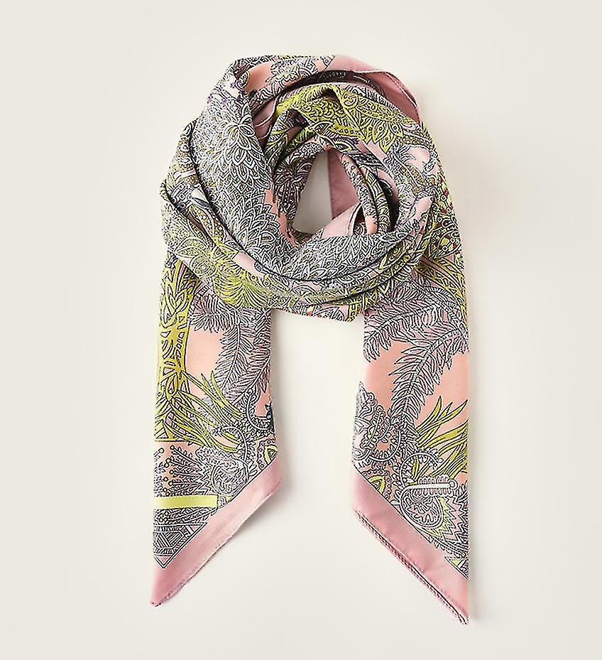 (pink) Printed Silk Scarf Retro Elegant Simulation Silk Scarf