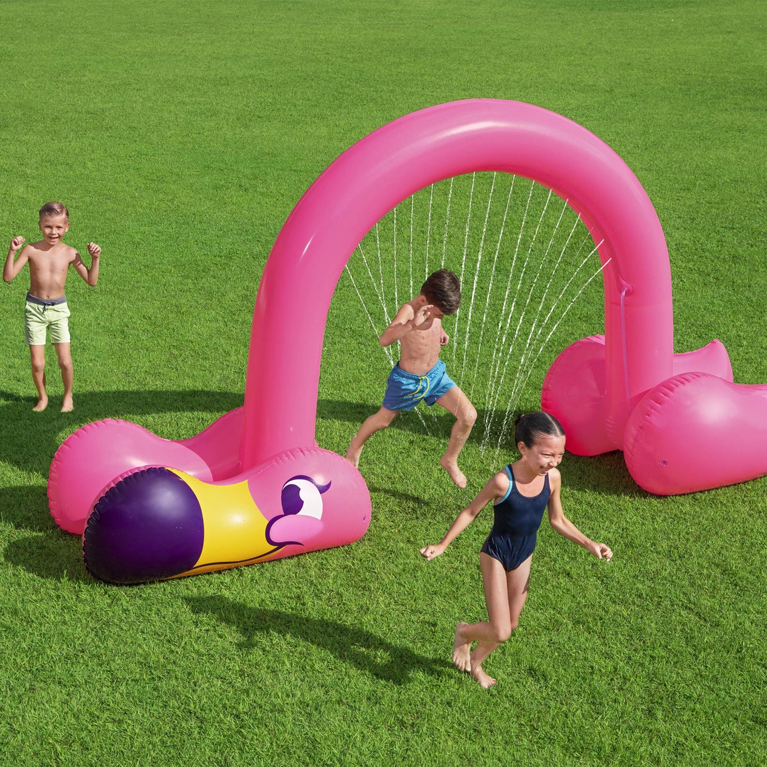 Bestway H2OGO! Jumbo Pink Flamingo Inflatable Outdoor Kids Water Sprinkler Arch