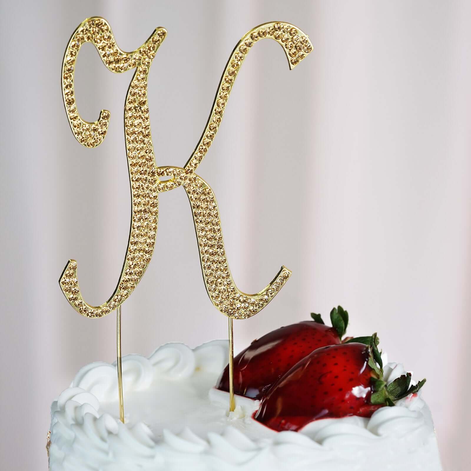 Gold Rhinestone Monogram Letter and Number Cake Toppers 4.5