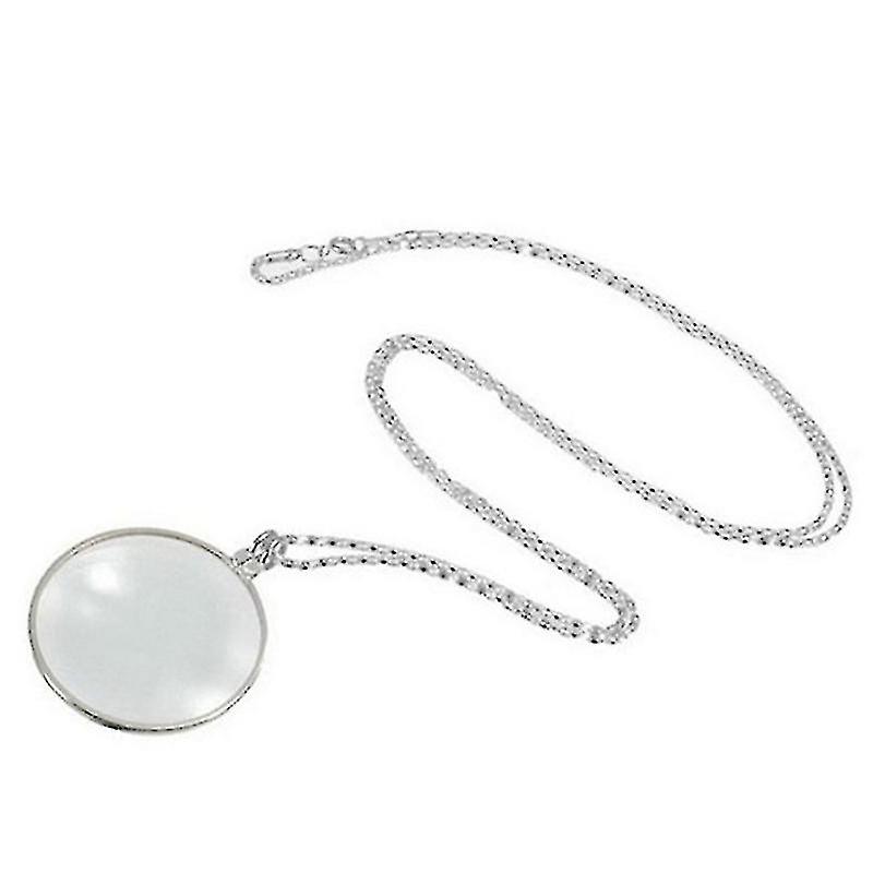 Necklace Magnifier， Magnifying Pendant Necklace With 1.6 Inch Diameter Glass Lens And 17 Inch Long Chain