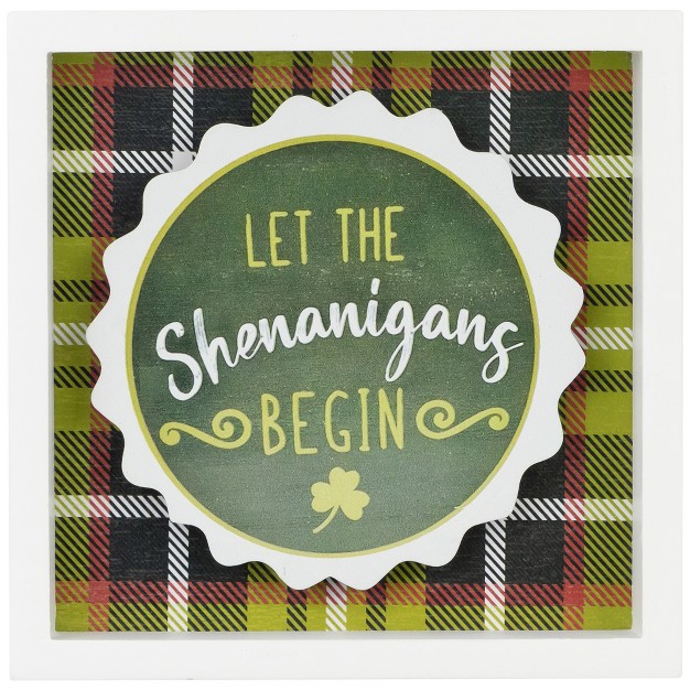 St Patrick x27 s Day Framed Wall Sign 6 quot Green Plaid