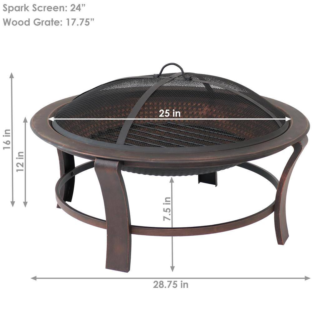 Sunnydaze Decor 17 in. H. Steel Elevated Outdoor Fire Pit Bowl with Spark Screen NB-567