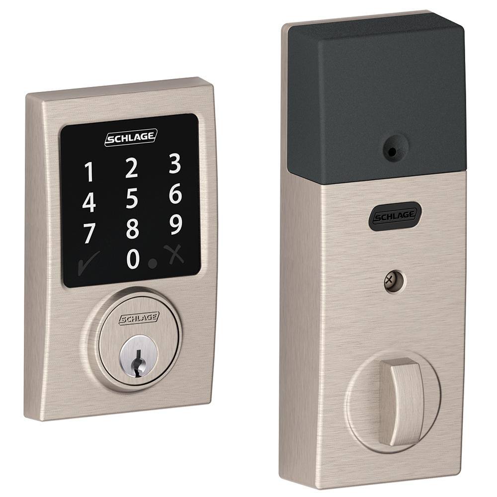 Schlage Century Satin Nickel Electronic Connect Smart Deadbolt - Z-Wave Plus Enabled BE468 CEN 619