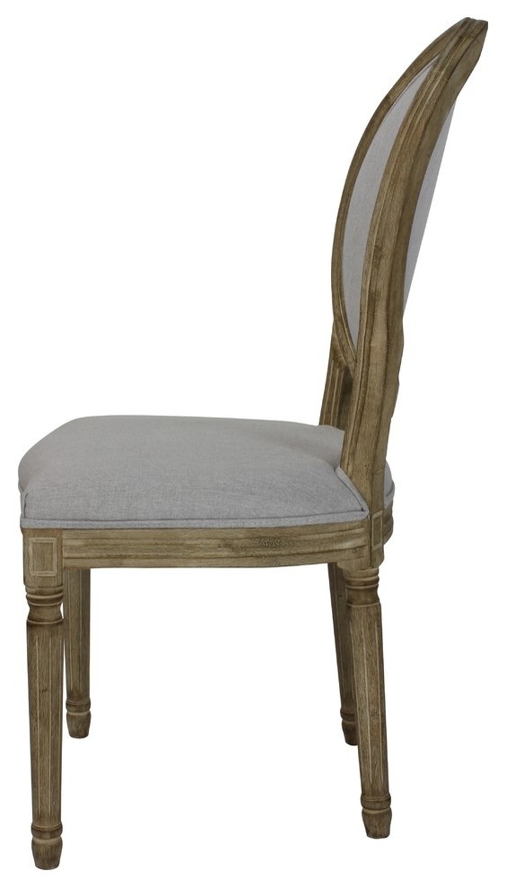 Louis Round Beige Upholstered Dining Side Chair  Set of 2   Farmhouse   Dining Chairs   by Lux Home  Houzz