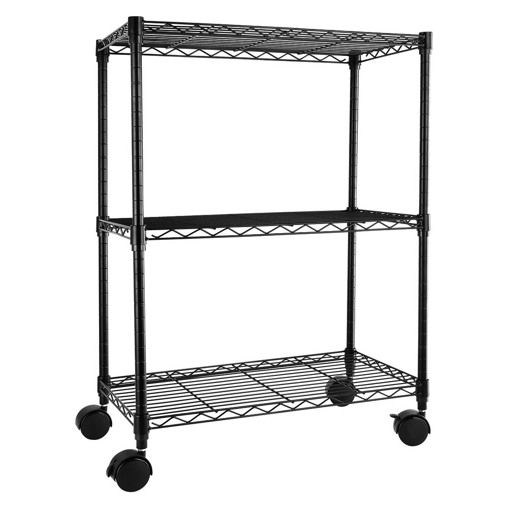 3 shelf steel adjustable storage unit with wheels