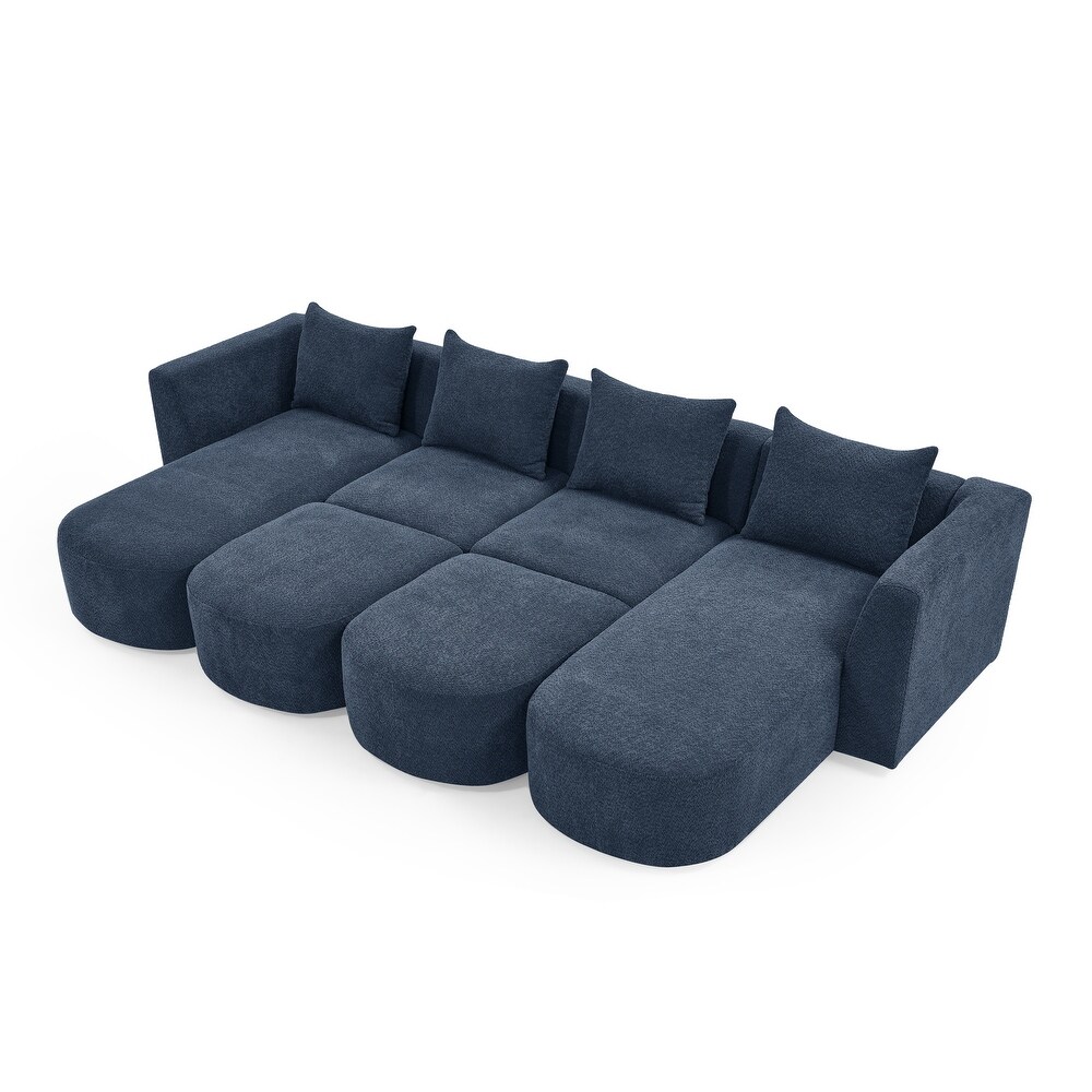 U Shape Sectional Sofa including Two Single Seat  Two Chaises and Two Ottomans  Modular Sofa