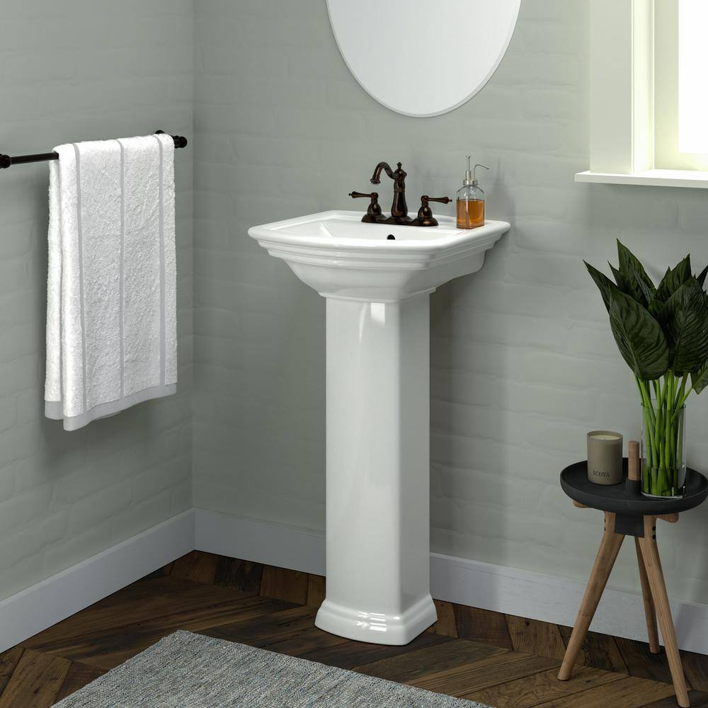 Washington 460 18 in. Pedestal Combo Bathroom Sink in White 3-384WH