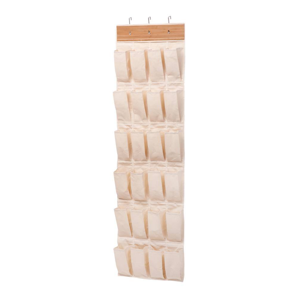 Honey-Can-Do 63.58 in. H 12-Pair Beige Canvas Hanging Shoe Organizer SFT-09269