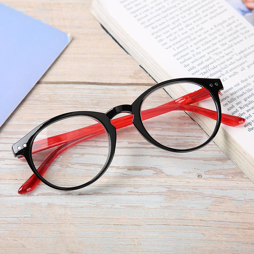 Fashionable Reading Glasses Spring Hinge Portable Presbyopic Glasses  Eyeglasses For Men Women(+150 Blackred)