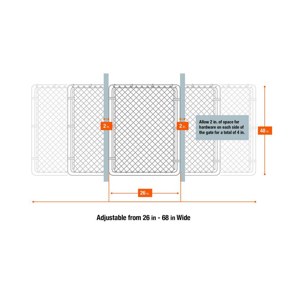 Everbilt Expandable Chain Link 6 ft. W x 4 ft. H Galvanized Steel Fence Gate Kit 3283ADJ48EB