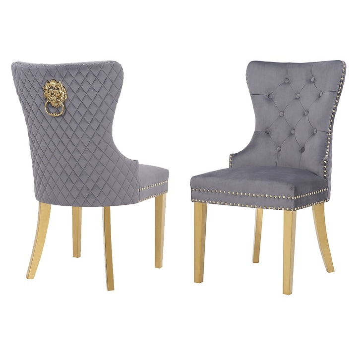 Simba Gold Legs Dinning Chair Finish with Velvet Fabric   2 Chair per Box