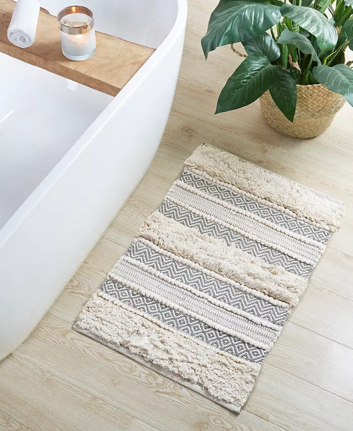 INK+IVY Asher 20x32 Woven Texture Stripe Bath Rug