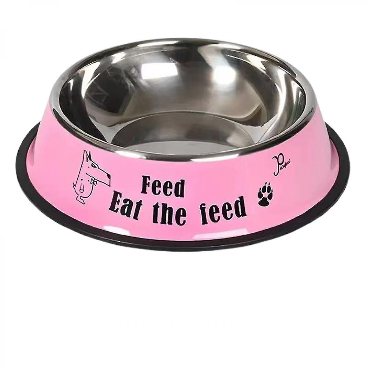 Steel Dog Bowls，cat Bowl Water And Food With Rubber Base For Dogs， Cats， Puppy Rabbit And Kitten 100 Capacity (pink)