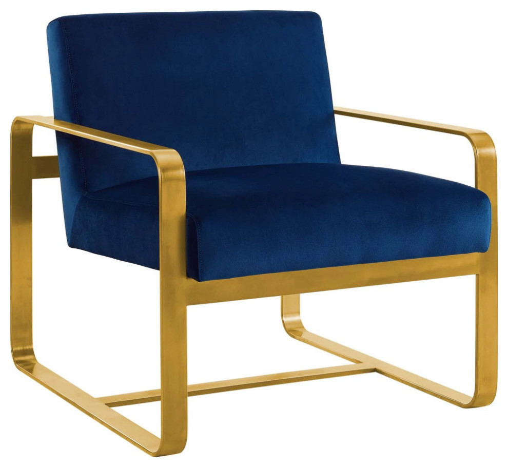 Ophelia Navy Performance Velvet Armchair   Modern   Armchairs And Accent Chairs   by Rustic Home Furniture Deco  Houzz