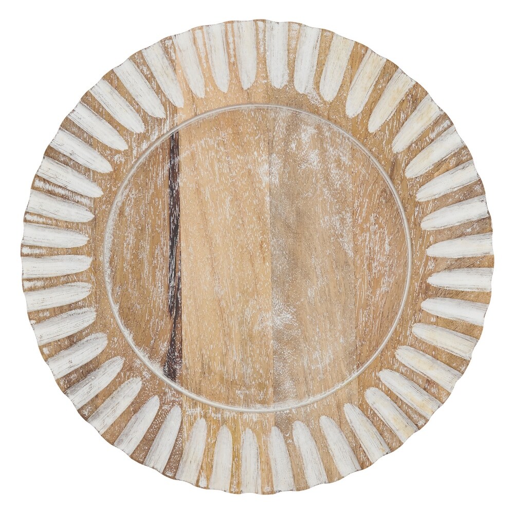 Wooden Charger Plates with Ribbed Design (Set of 4)