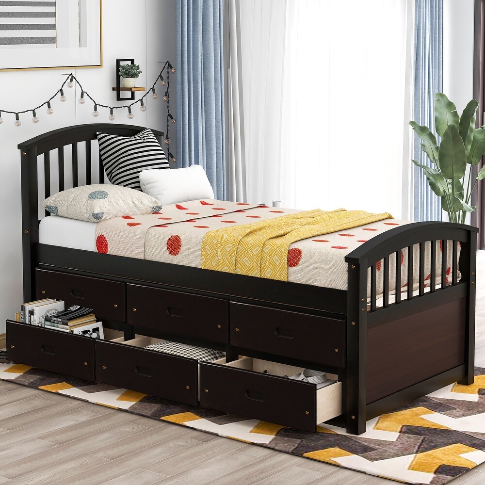 Solid Wood Platform Storage Bed with Drawers