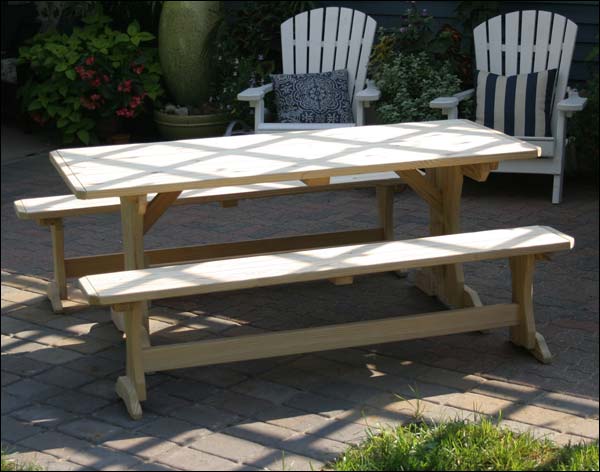 6' Treated Pine Trestle Picnic Table with 2 Benches