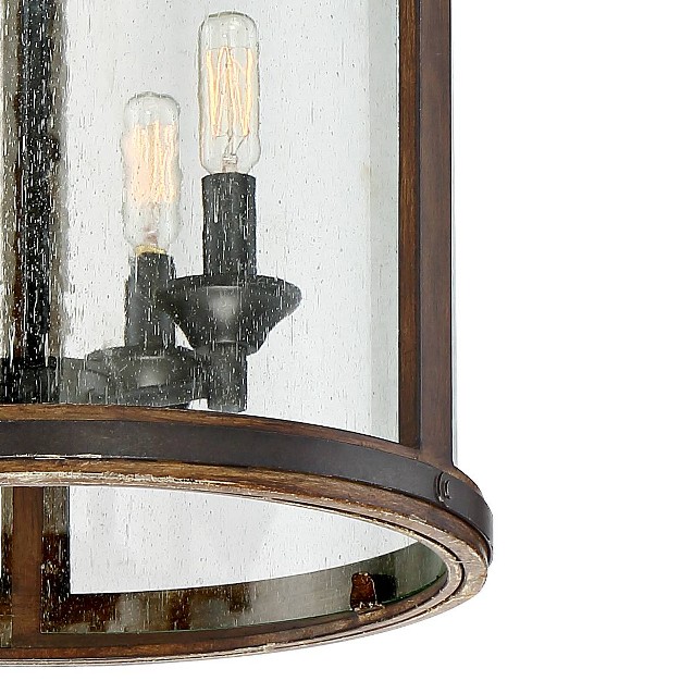 Wide Industrial Rustic Clear Seeded Glass 4 light Fixture For Dining Room Kitchen Island