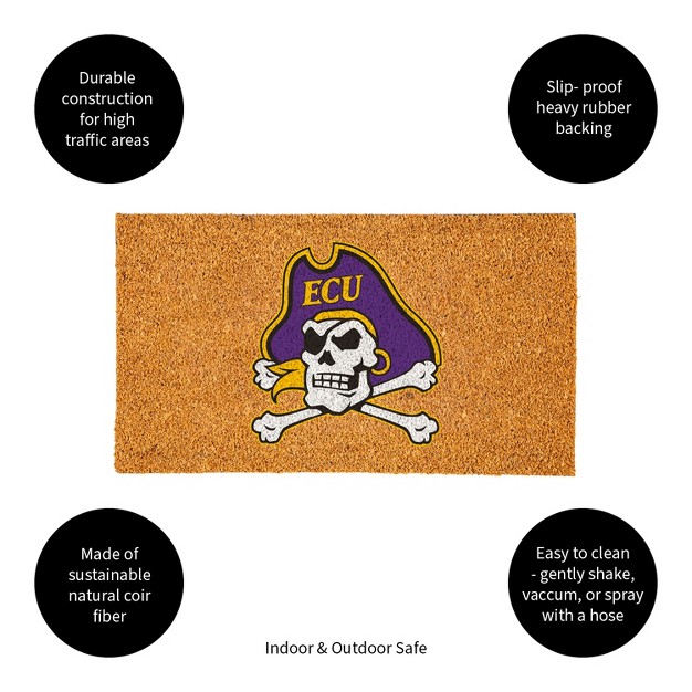 Evergreenncaaeast Carolina Pirates Logo Natural Coir 28 X 16 Inches Indoor Outdoor Doormat