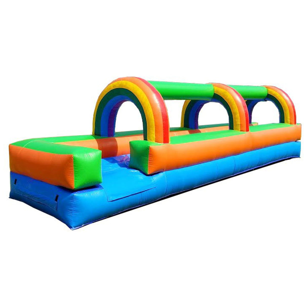 Pogo Bounce House Crossover Giant Inflatable Slip and Slide, Rainbow with Blower