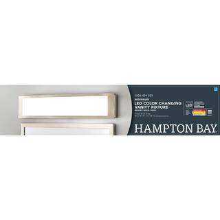 Hampton Bay Woodbury 24.6 in. 1-Light Brushed Nickel Integrated LED Bathroom Vanity Light Bar with Frosted Acrylic Shade IQP1301LX-07BN