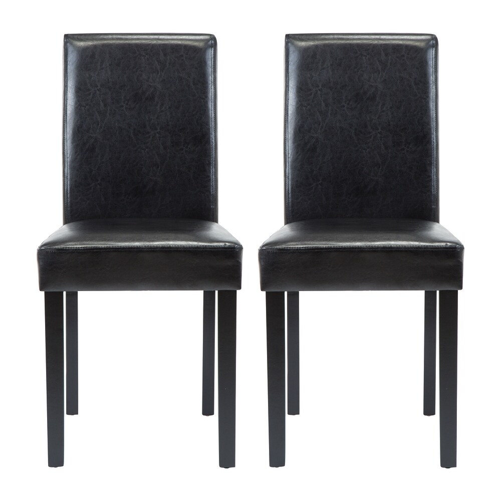 Faux Leather or Fabric Parsons Dining Chairs Set of 2 with Wood Legs