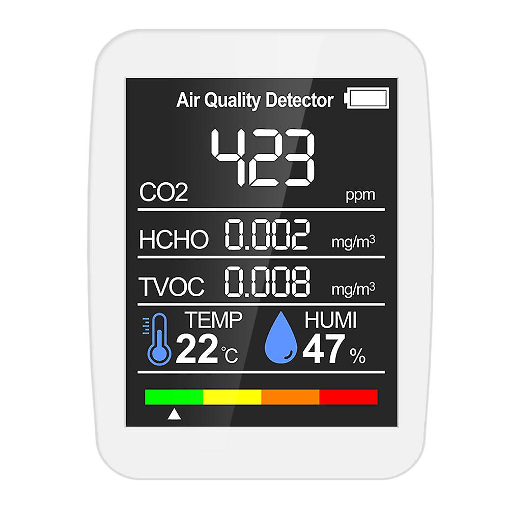 Household Air Quality Detector Multifunctional Co2 Tester With Carbon Dioxide Tvoc Formaldehyde Value Electricity Quantity Temperature Humidity Displa