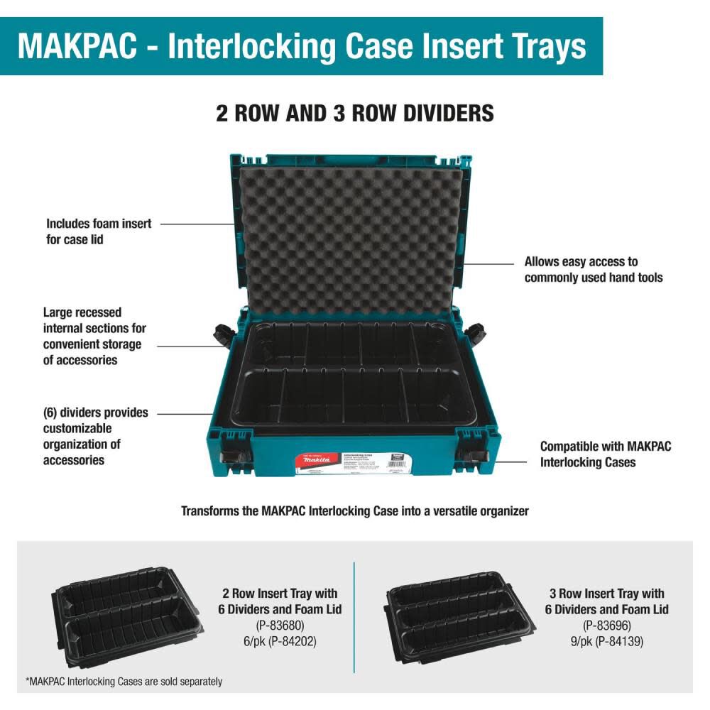 Makita MAKPAC Interlocking Case 2 Row Insert Tray P-83680 from Makita