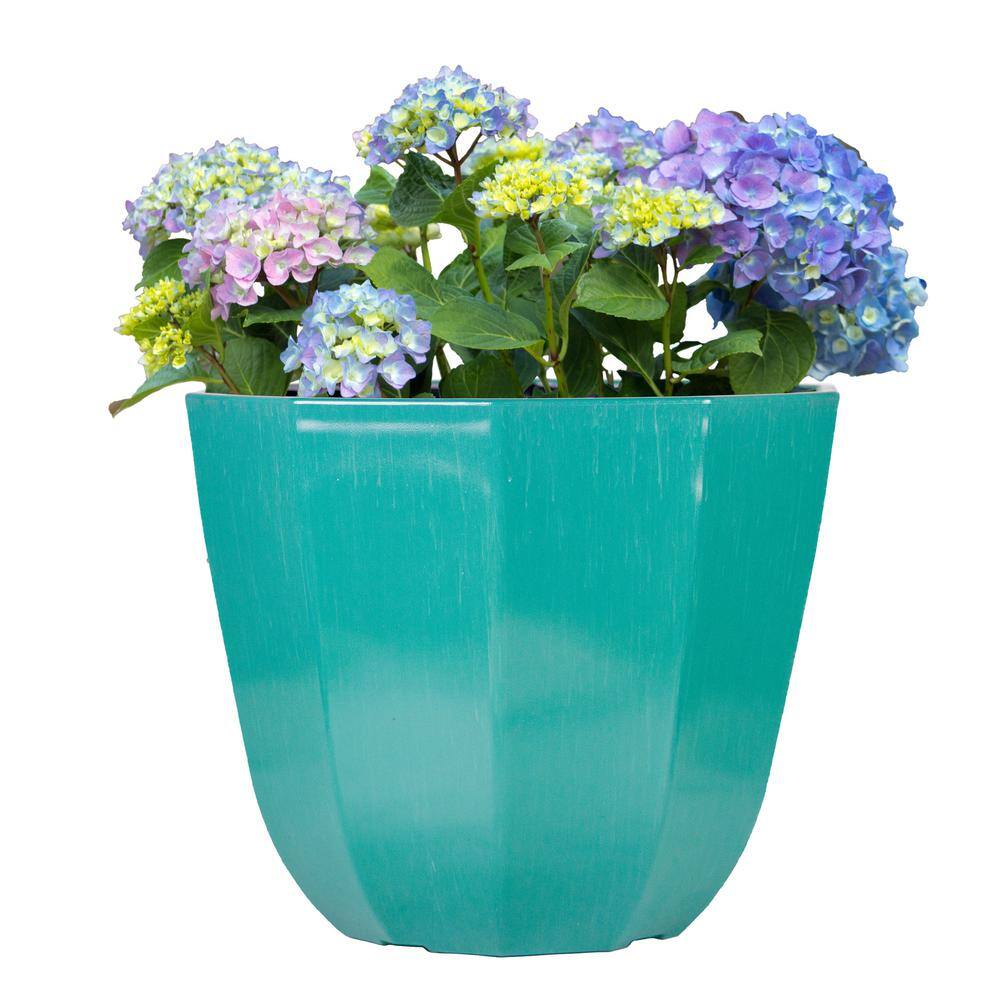 Vigoro 16 in. Lucinda Large Aqua Plastic Planter (16 in. D x 13 in. H) with Drainage Hole PS00457N-16M2