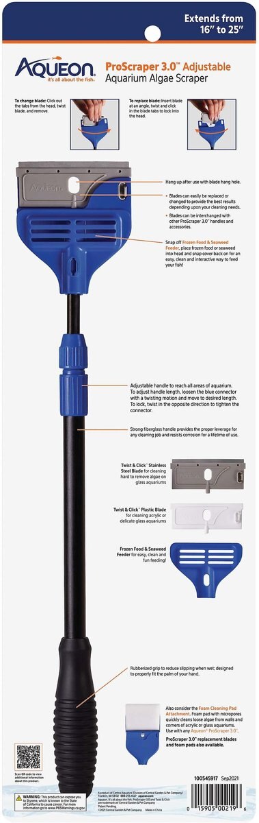 Aqueon ProScraper 3.0 Adjustable Aquarium Algae Scraper