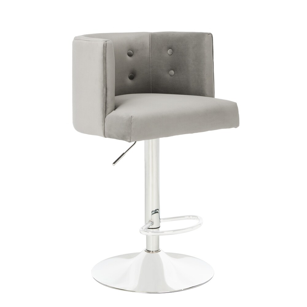 SAFAVIEH Couture Zayna Velvet/ Chrome Adjustable Bar Stool   21.3\