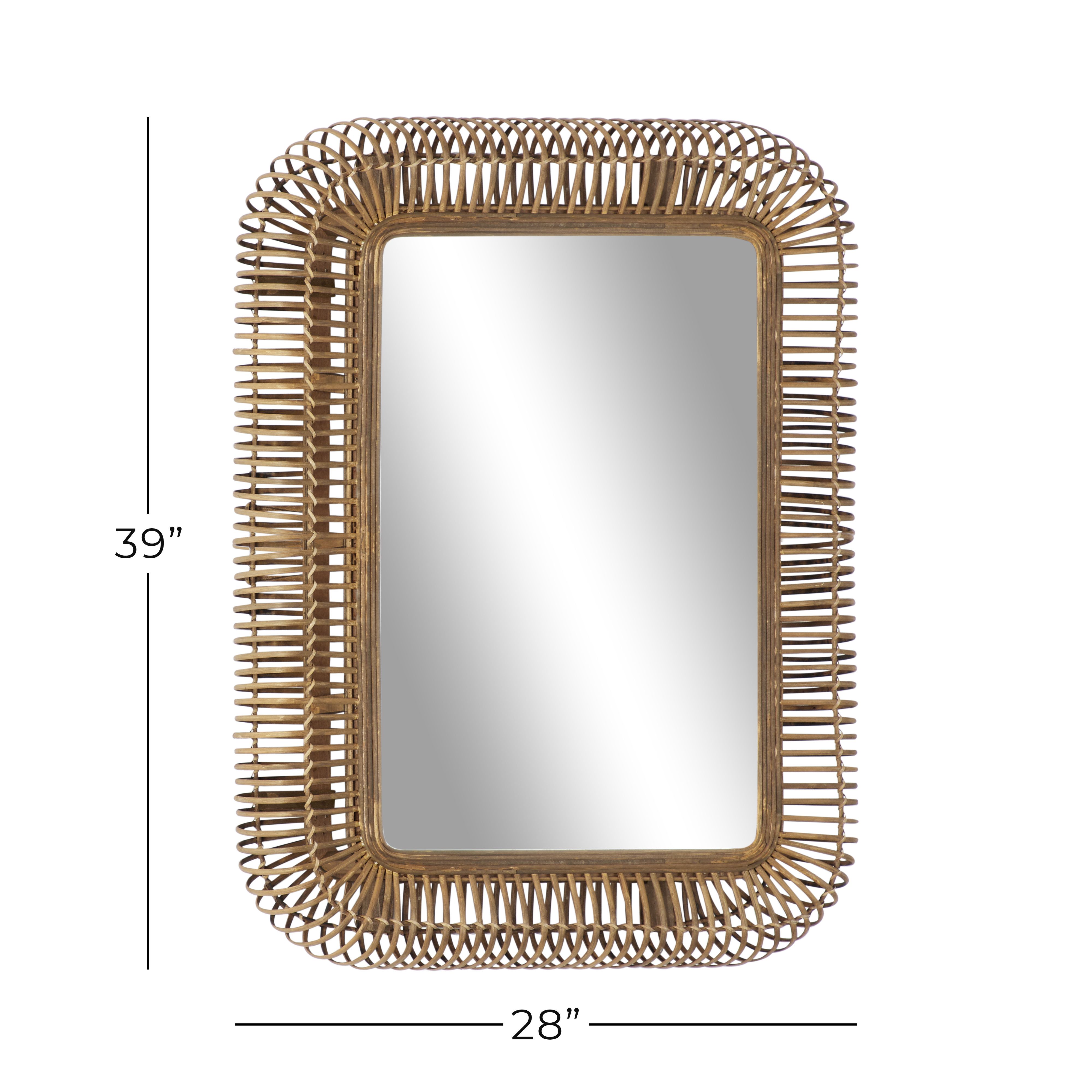 Brown Rattan Farmhouse Wall Mirror 39 x 28