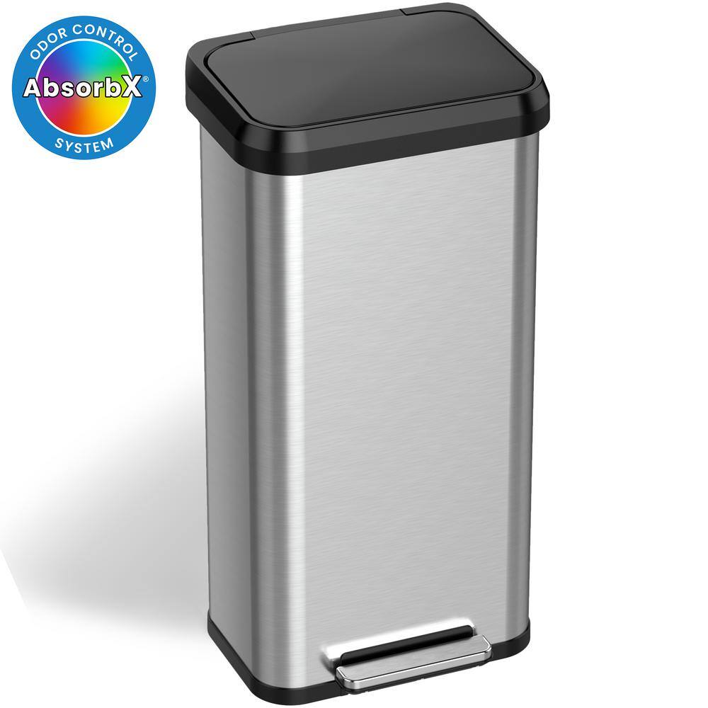 iTouchless 20 Gal SoftStep Stainless Steel Step Pedal Trash Can with Plastic Lid and Odor Filter 75L Kitchen Home Office Bin PP20RSB