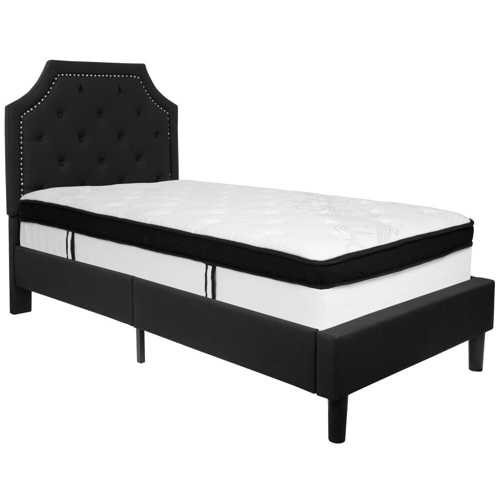 Arched Tufted Platform Bed and Memory Foam Pocket Spring Mattress