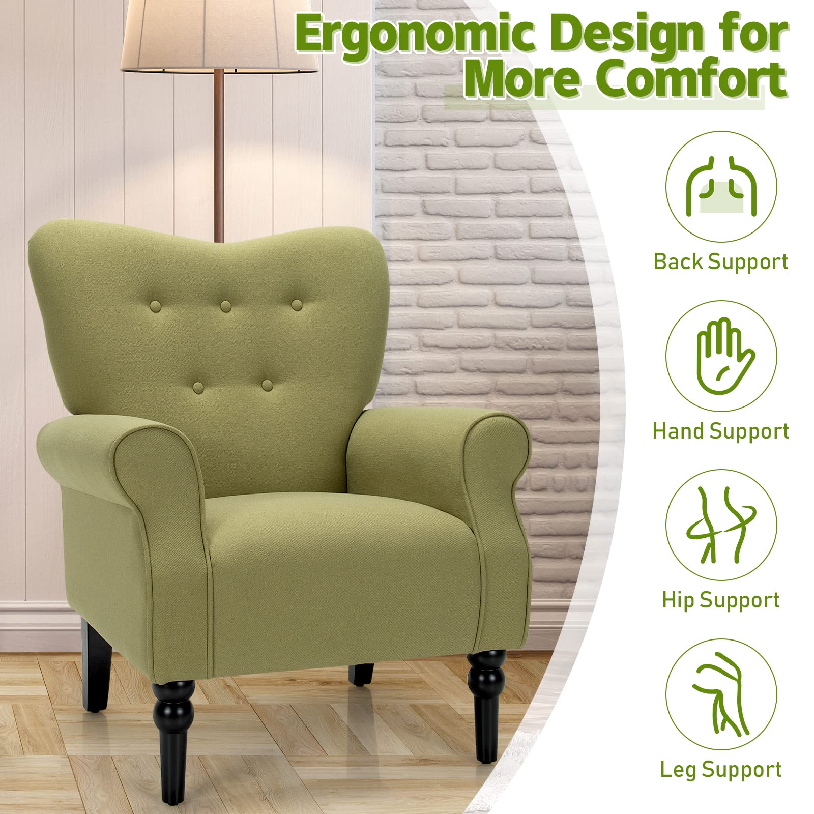 Giantex Yellow/ Avocado Green Fabric Accent Chair