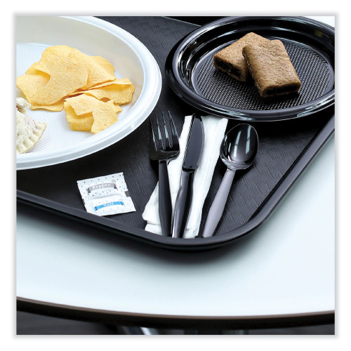 Boardwalk Six-Piece Cutlery Kit， Condiment/Fork/Knife/Napkin/Teaspoon， Black， 250/Carton (FKTNSMWPSBLA)