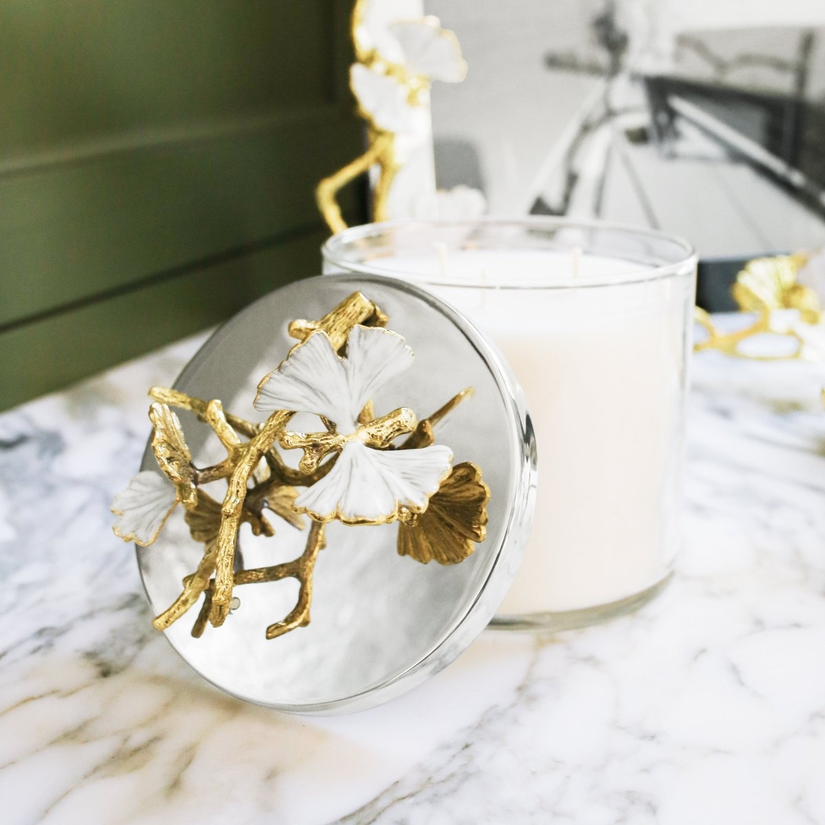 Butterfly Ginkgo Gold Candle