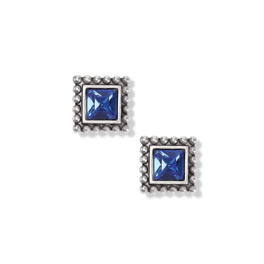 Brighton Sparkle Square Mini Post Earrings in Silver Blue