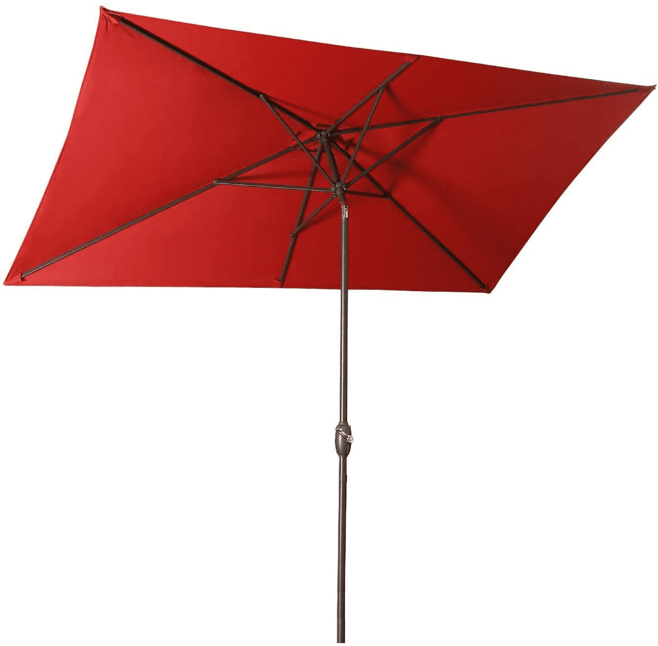 Cozyhom 10 x 6.5 ft Rectangular Patio Umbrella Outdoor Market Table Umbrella with Tilt and Crank 6 Sturdy Ribs for Deck Lawn Pool, Red