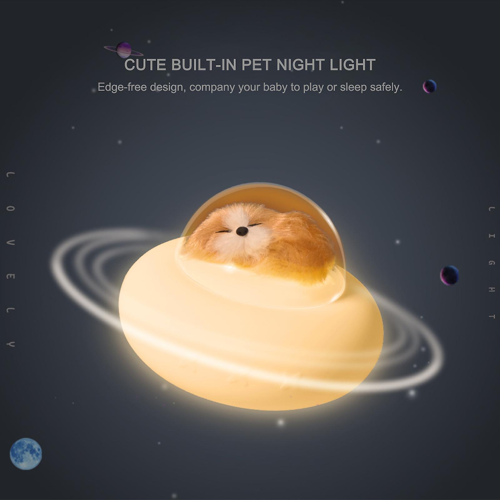 Cat Style Night Light For Kids Soft Built-in Cute Cat and Dog Spaceship Style Silicone Rechargeable Tap Control Nursery Lamp