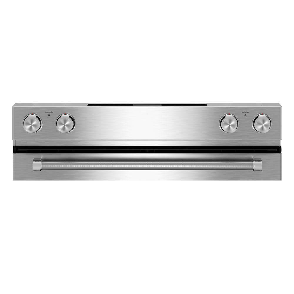 KitchenAid 6.4 cu. ft. Downdraft Slide-In Electric Range with Self-Cleaning Convection Oven in Stainless Steel KSEG950ESS