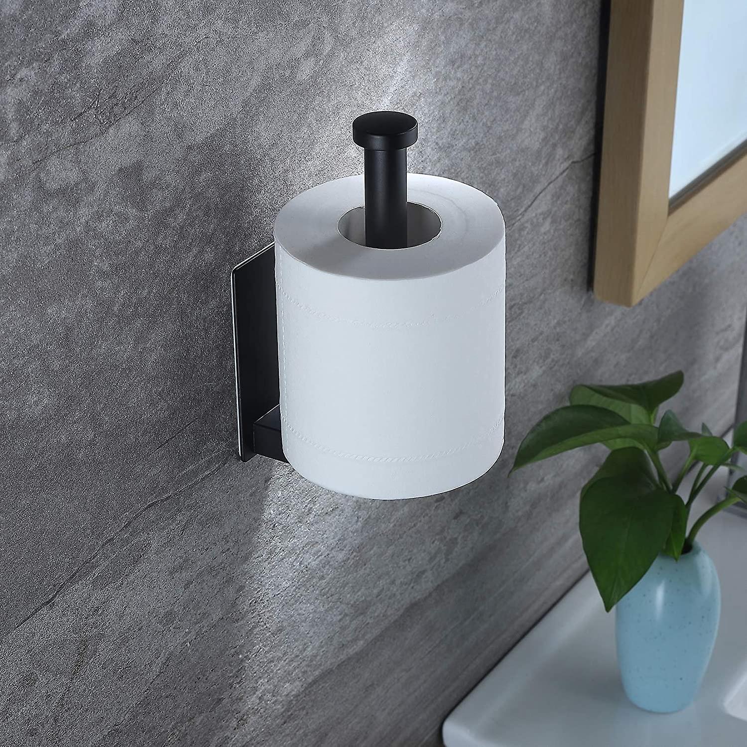 Toilet Paper Holder Self Adhesive - Black Toilet Roll Holder Adhesive Toilet Tissue Holder Stick On Wall For Bathroom And Kitchen， Sus 304 Stainless S