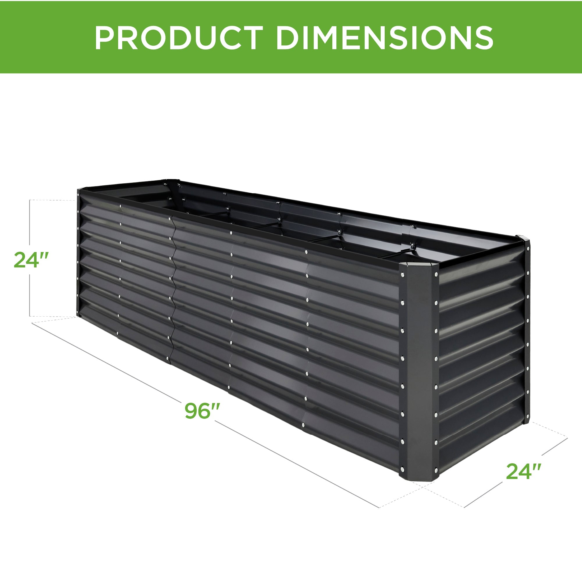 Best Choice Products 8x2x2ft Outdoor Metal Raised Garden Bed, Planter Box for Vegetables, Flowers, Herbs - Charcoal