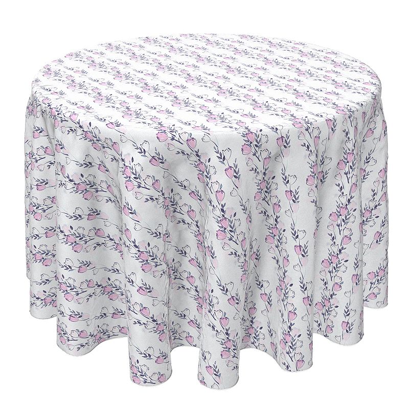 Round Tablecloth， 100% Cotton， 60 Round， Watercolor Bouquet