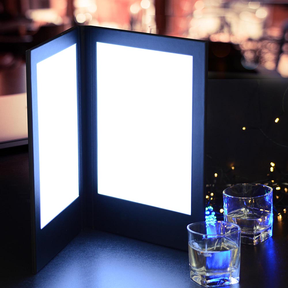 Yescom LED Back Lit Folded Menu Holder Dual Page 8.5x14in