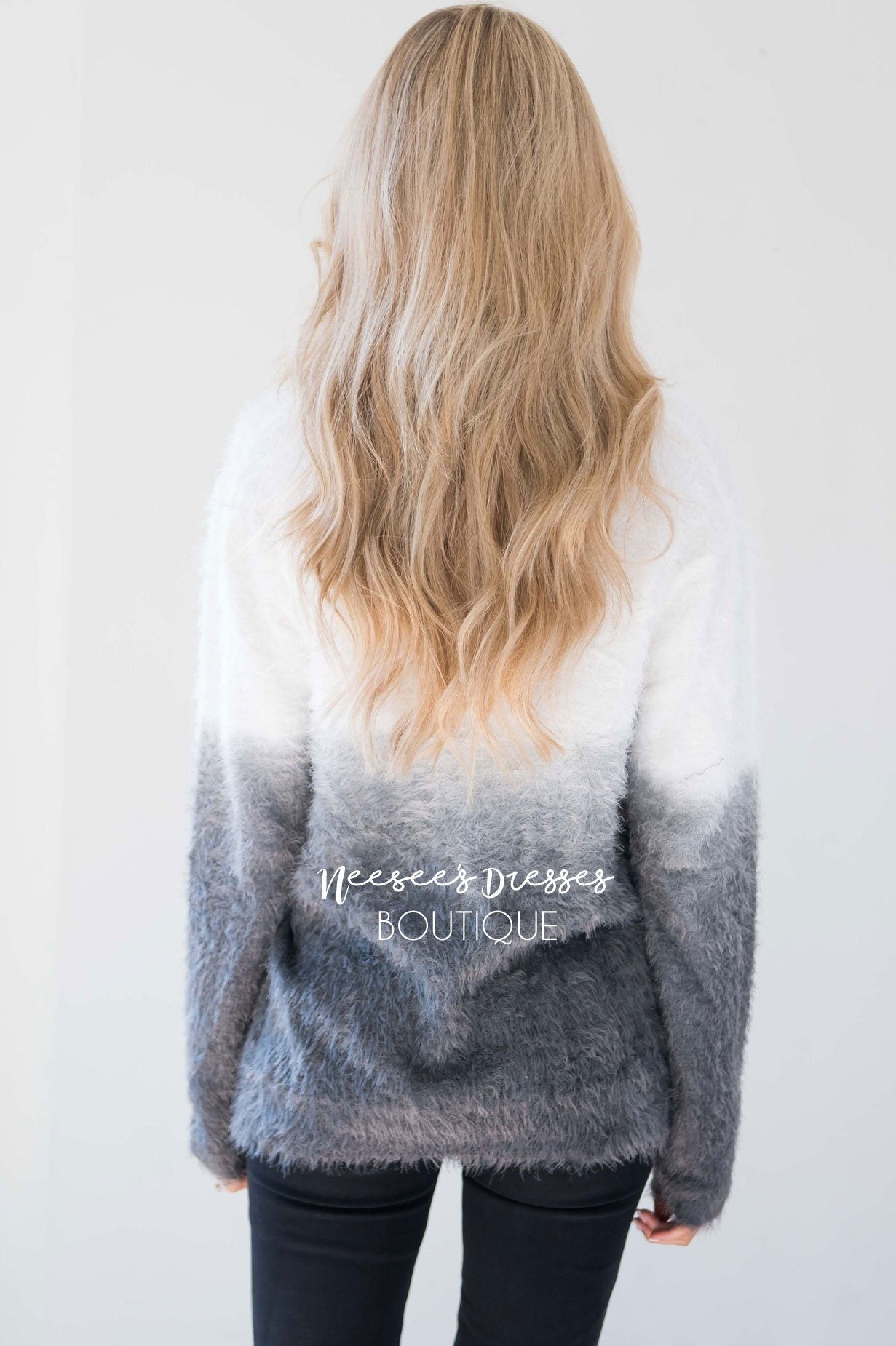 Dip-Dye Fuzzy Sweater