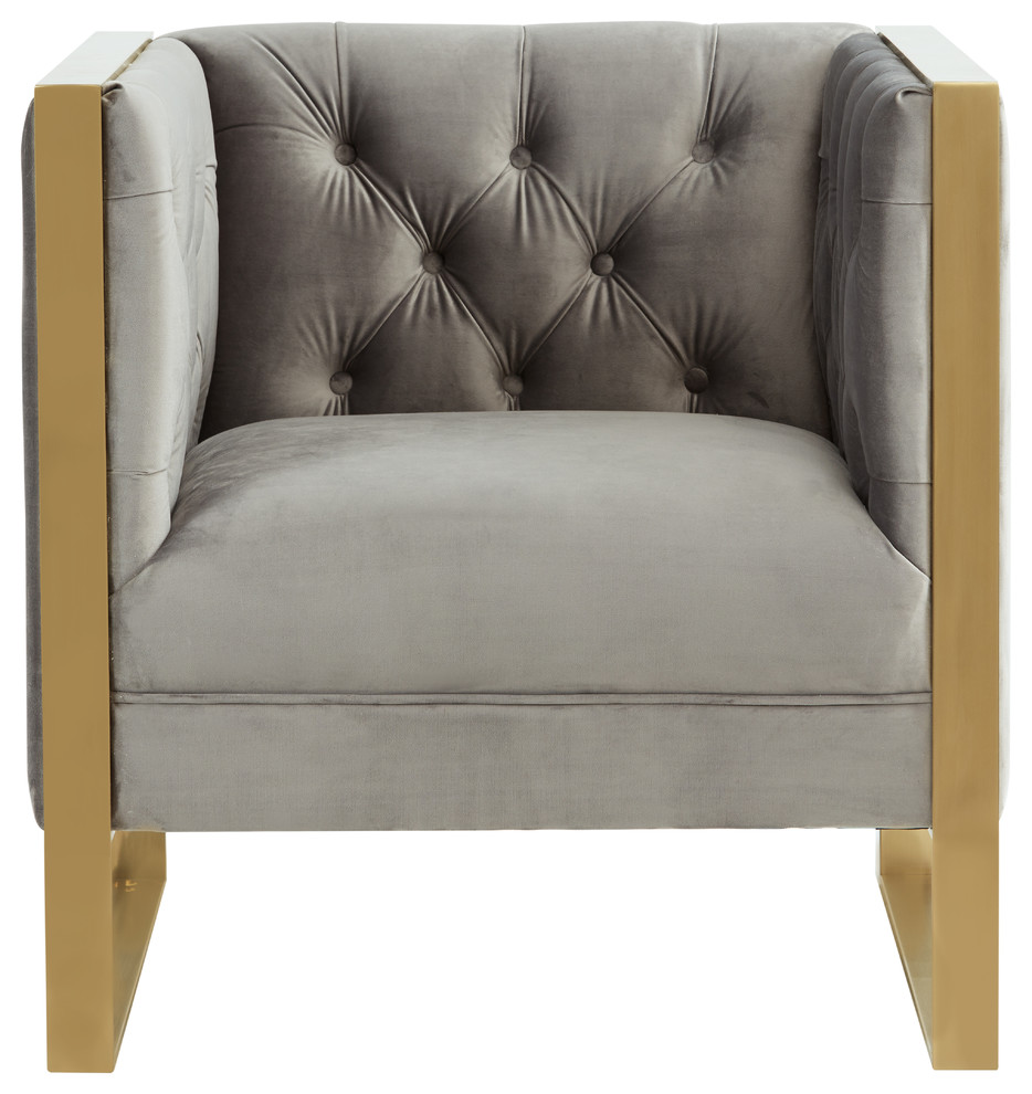 Divani Casa Carlos Modern Gray Velvet and Gold Accent Chair   Contemporary   Armchairs And Accent Chairs   by Vig Furniture Inc.  Houzz