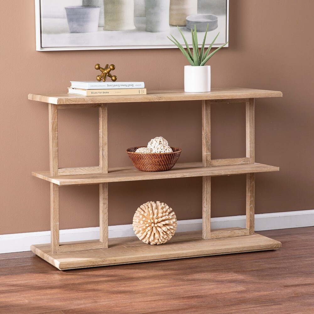 SEI Furniture Mabery Transitional Natural Wood Three Tier Console Table