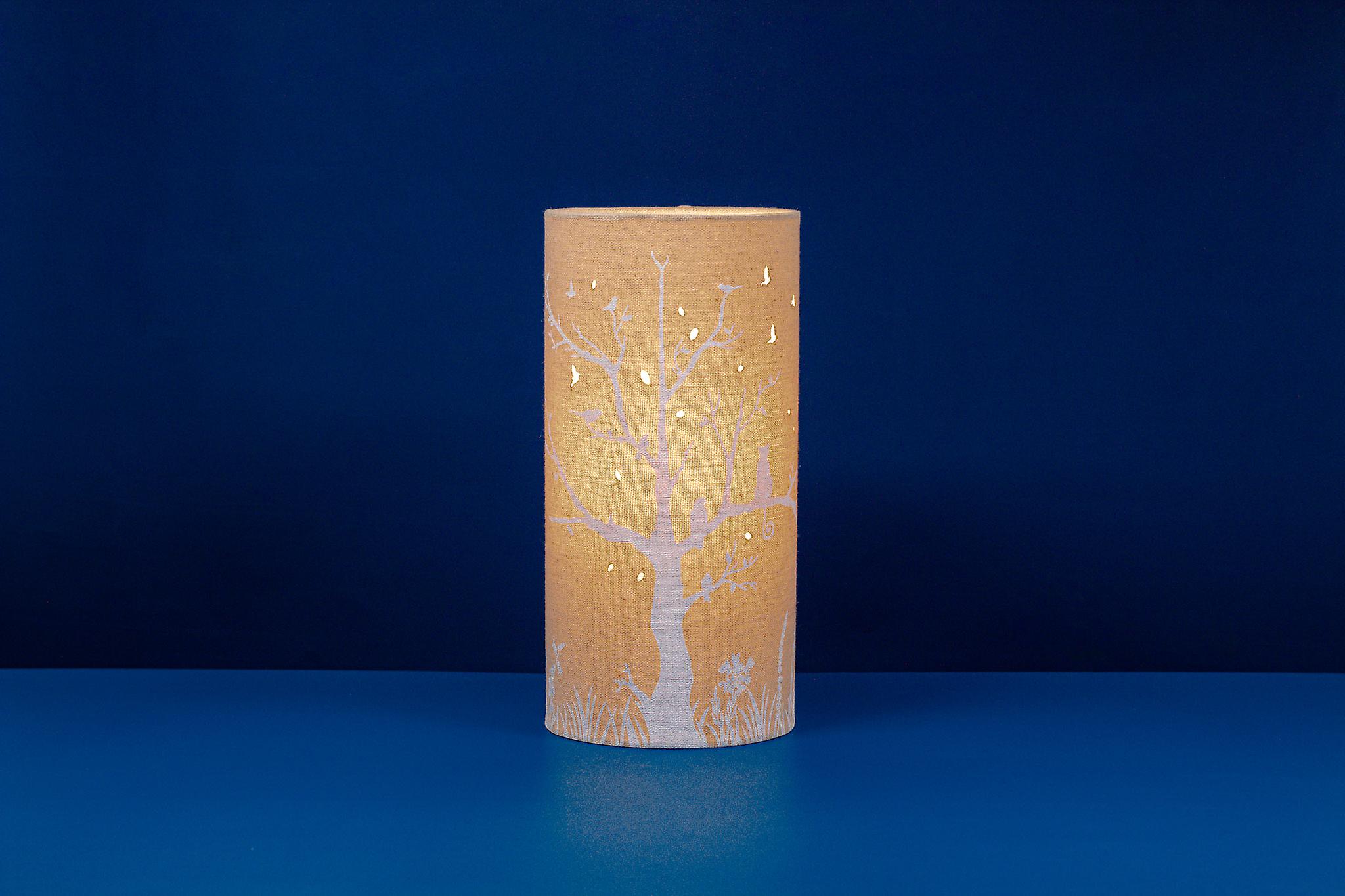 Light-Glow Fabric Table Lamp Cats and Birds